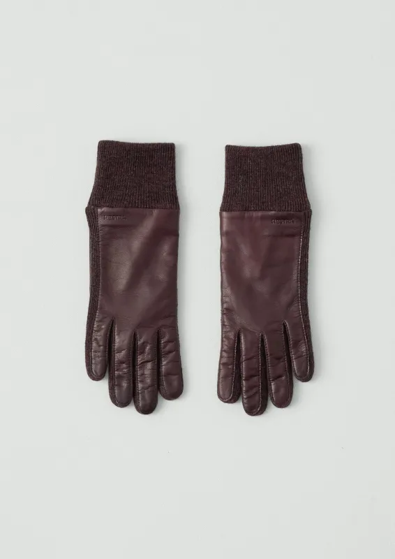 Hestra Jeanne Leather Knit Gloves | Dark Plum sold by TOAST