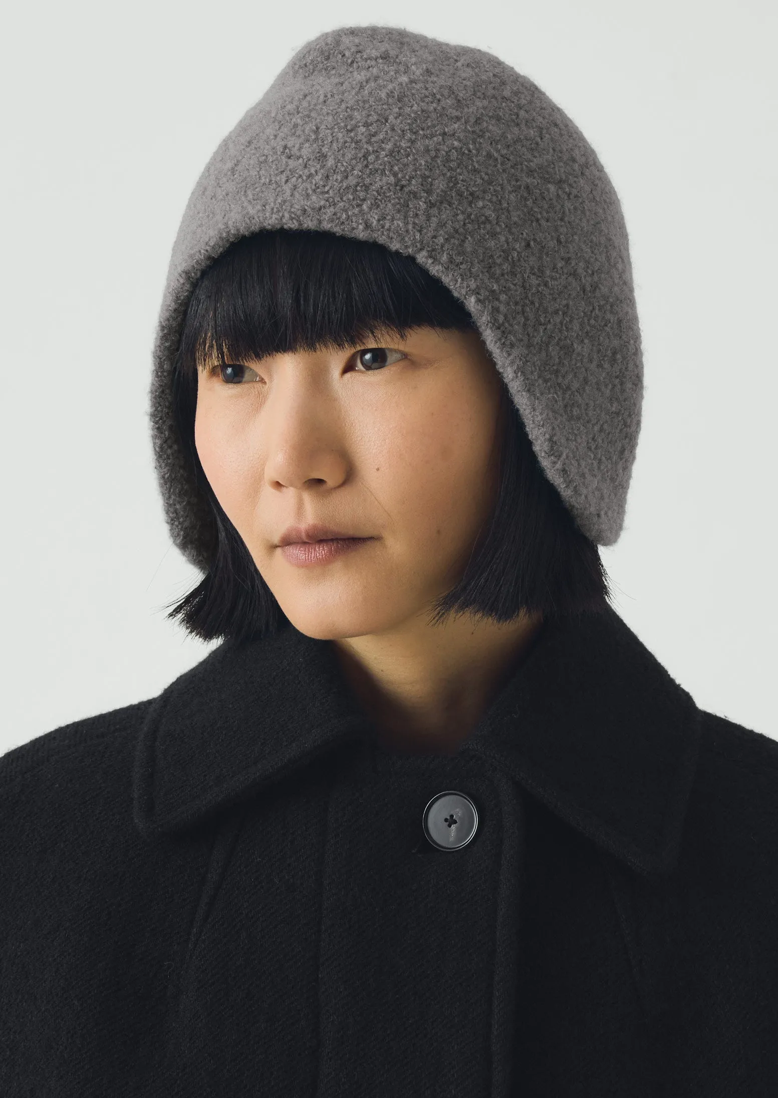 Rototo Alpaca Boucle Ear Flap Beanie | Dark Grey sold by TOAST product image thumbnail 2