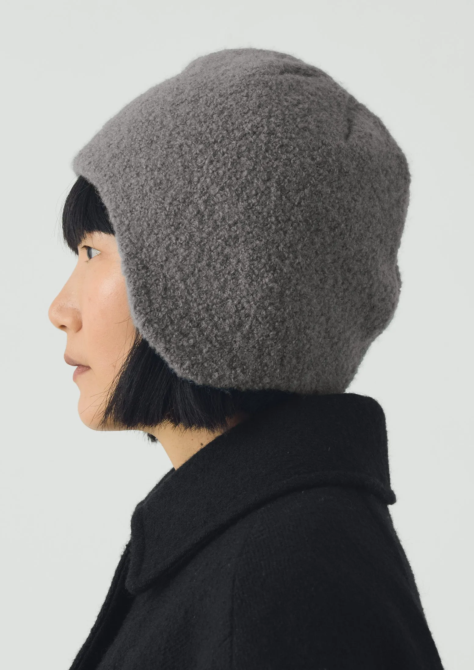 Rototo Alpaca Boucle Ear Flap Beanie | Dark Grey sold by TOAST product image thumbnail 4