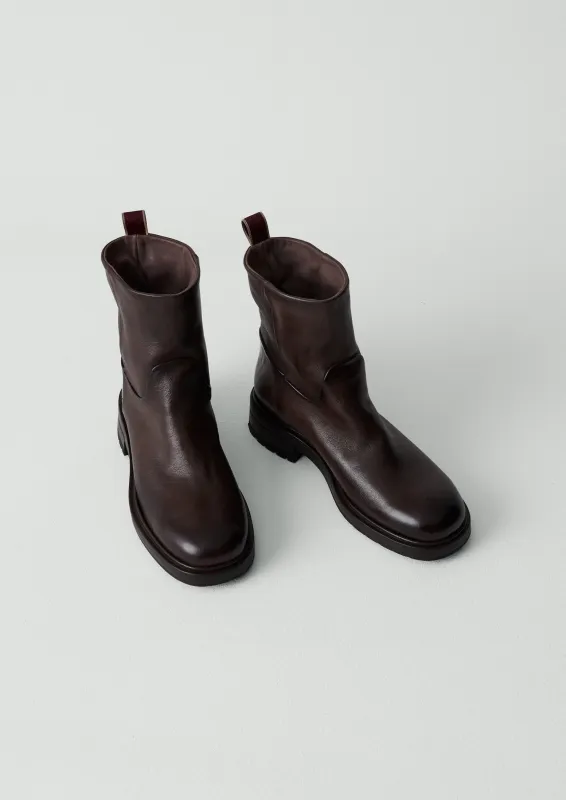 Sturlini Mid Leather Pull On Boots | Dark Brown sold by TOAST