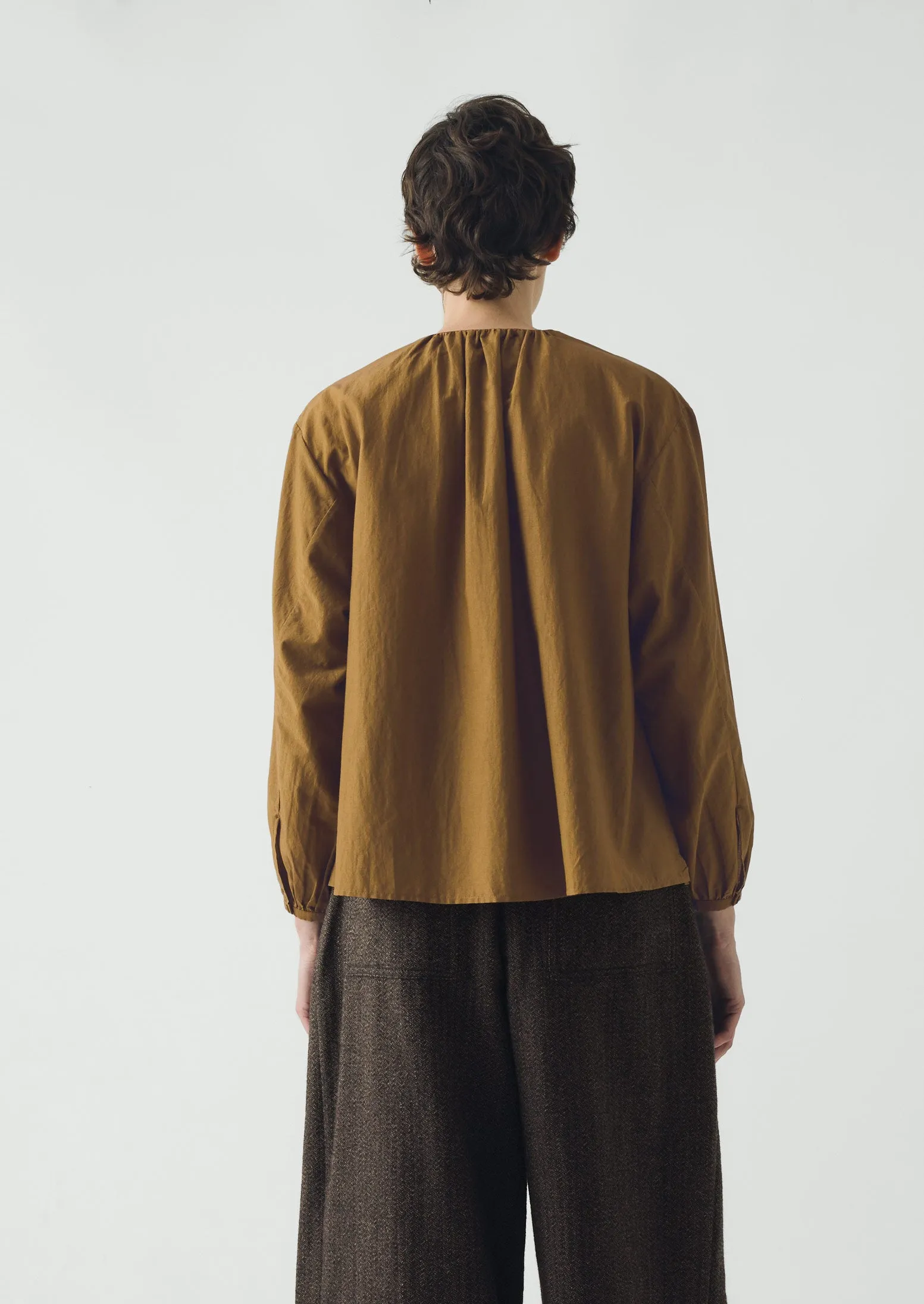 Gathered Neck Cotton Silk Shirt | Old Gold sold by TOAST product image thumbnail 4