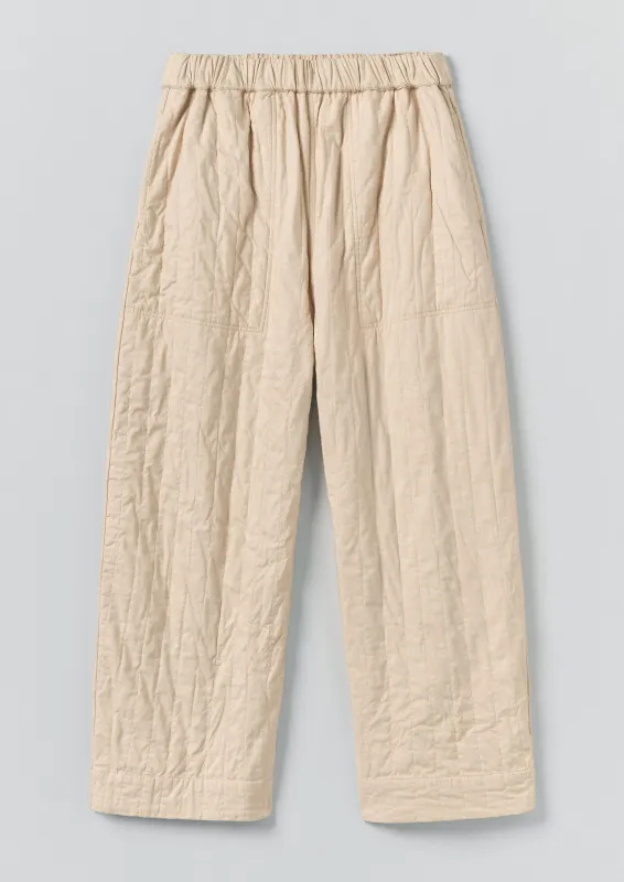 Quilted Cotton Barrel Leg Trousers | Warm Stone sold by TOAST