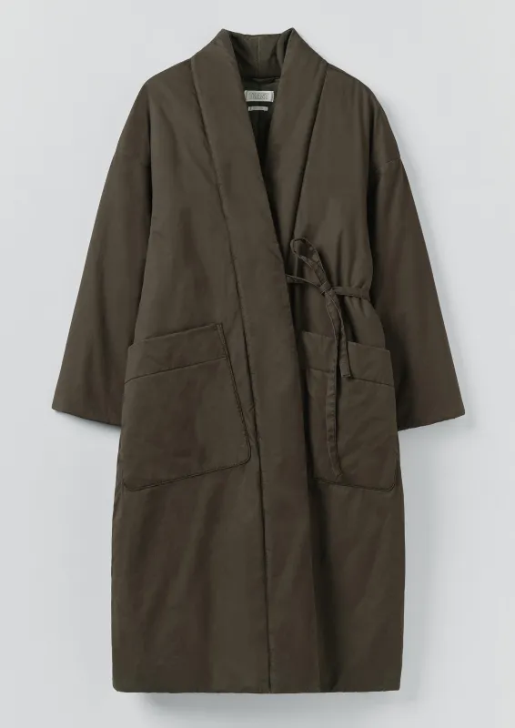 Padded Cotton Wrap Coat | Iron Green sold by TOAST
