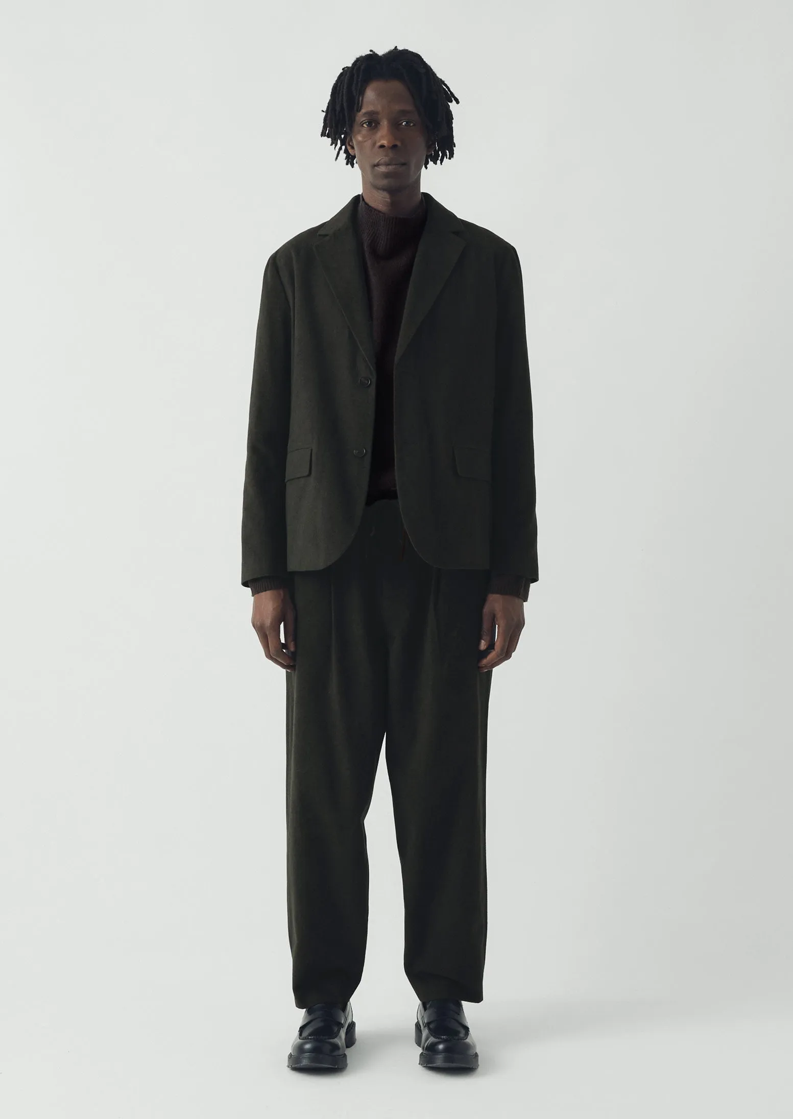 Brushed Cotton Revere Collar Jacket | Dark Olive sold by TOAST product image thumbnail 3