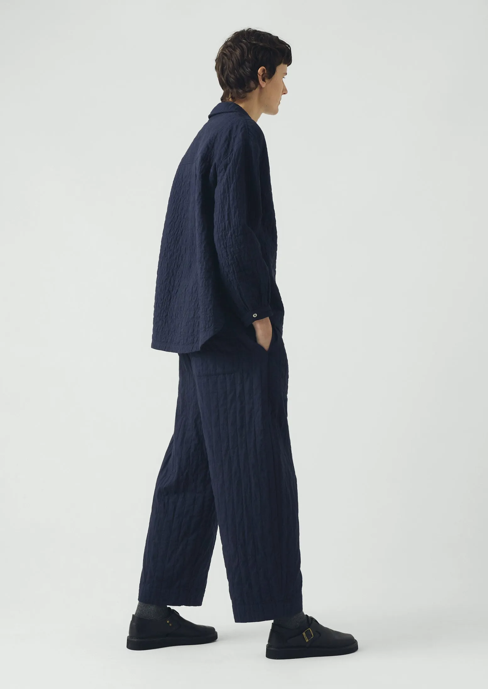 Quilted Cotton Barrel Leg Trousers | Indigo Blue sold by TOAST product image thumbnail 3
