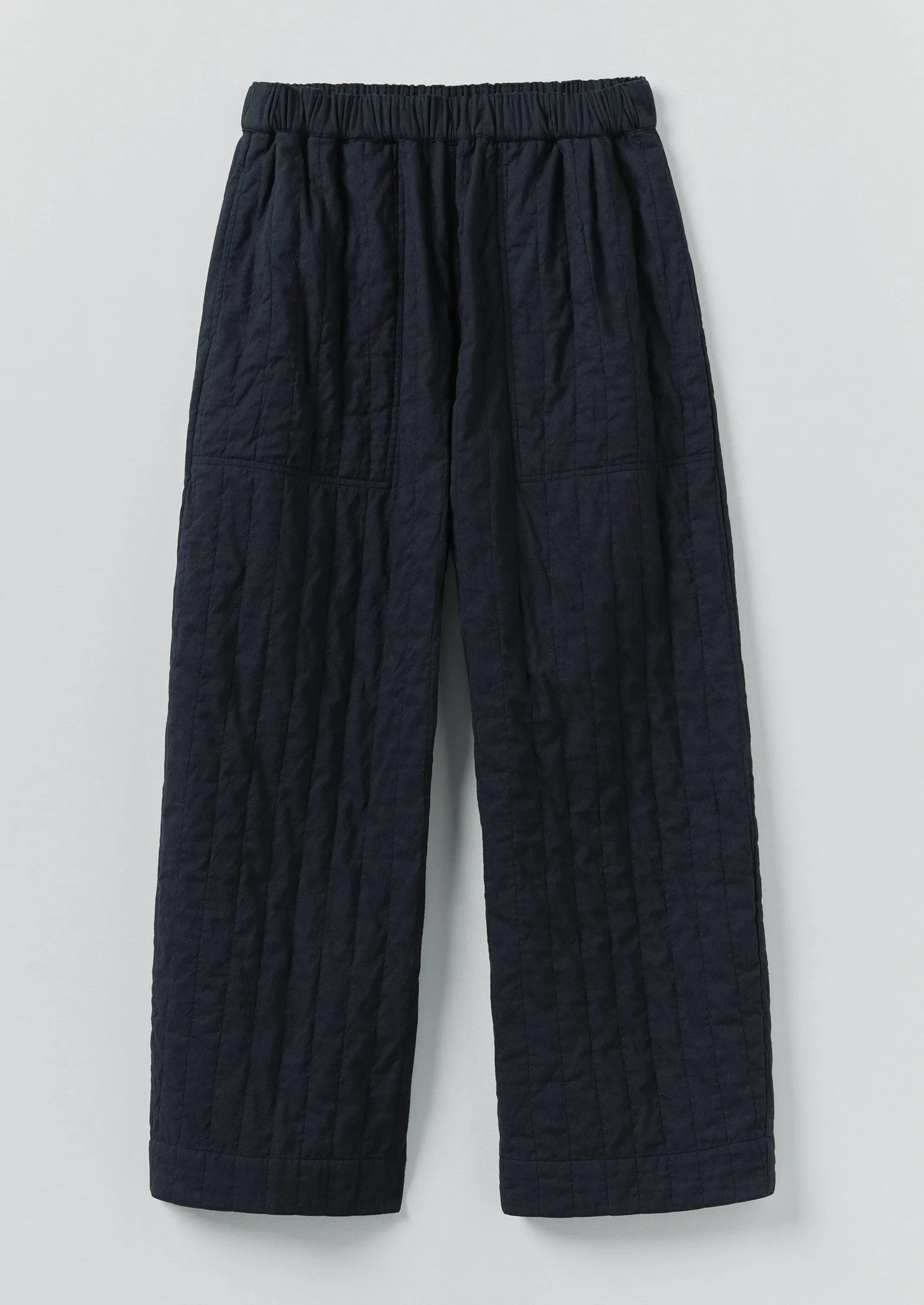Quilted Cotton Barrel Leg Trousers | Indigo Blue sold by TOAST