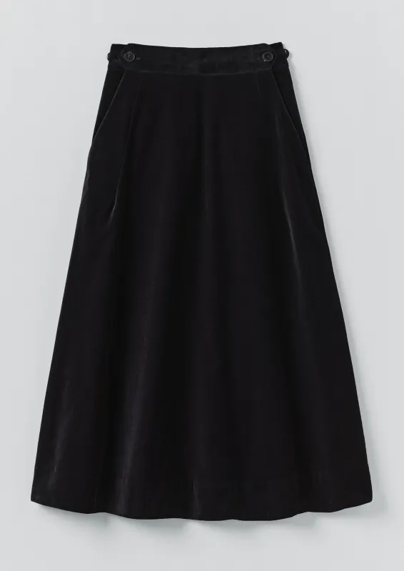 Cotton Velvet A Line Skirt | Black sold by TOAST