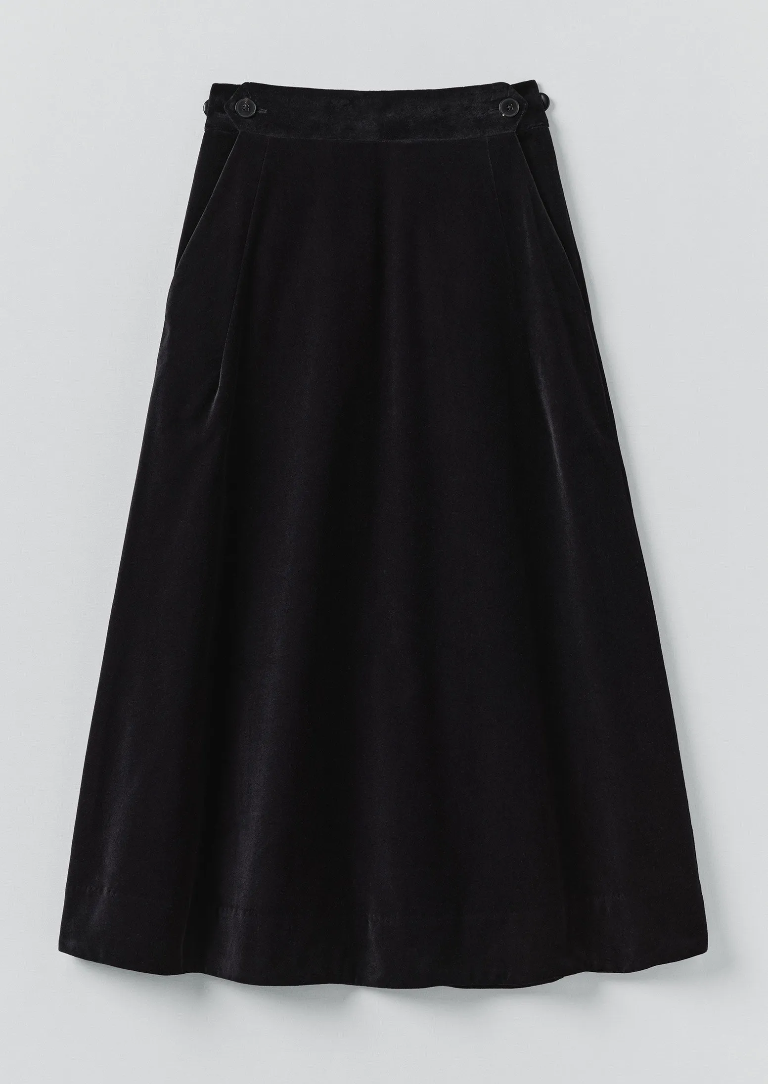 Cotton Velvet A Line Skirt | Black sold by TOAST