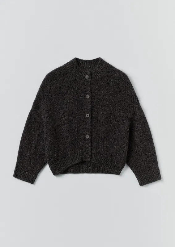 Wool Mohair Round Cardigan | Charcoal sold by TOAST