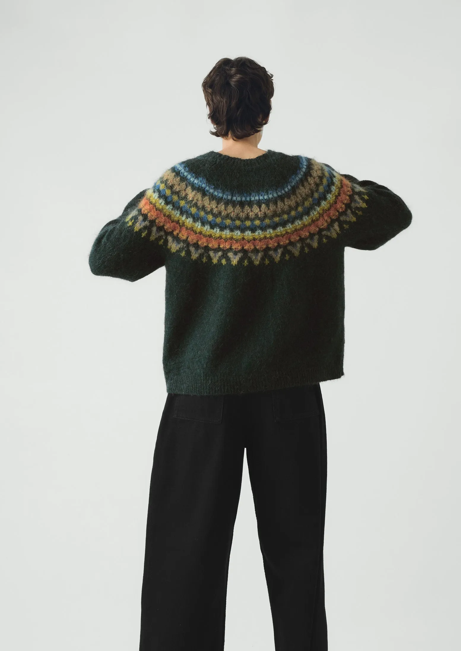 Brushed Mohair Wool Patterned Yoke Sweater | Peacock Multi sold by TOAST product image thumbnail 4