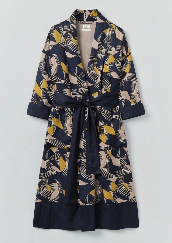 Deco Geo Cotton Silk Gown | Prussian Blue sold by TOAST