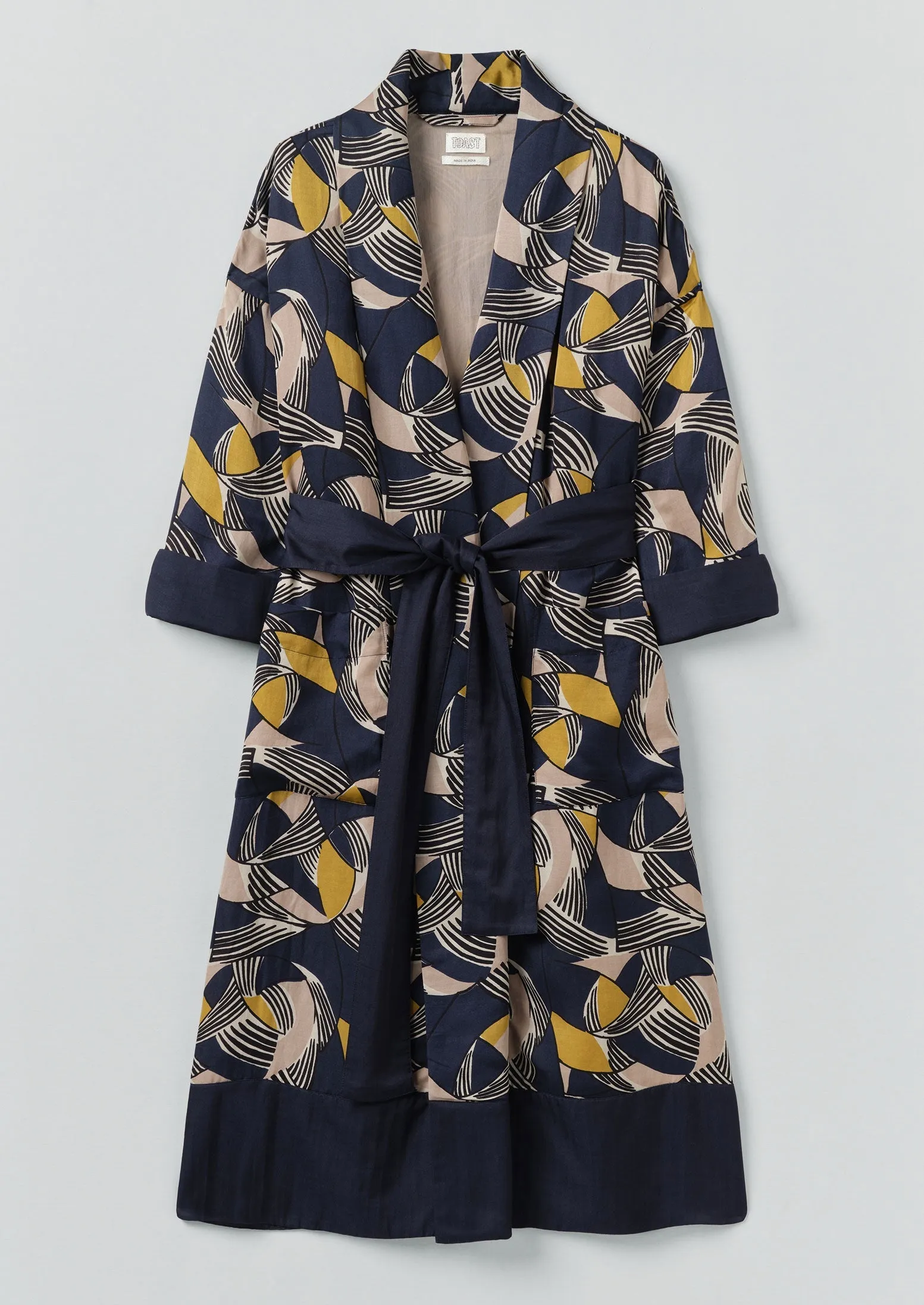 Deco Geo Cotton Silk Gown | Prussian Blue sold by TOAST