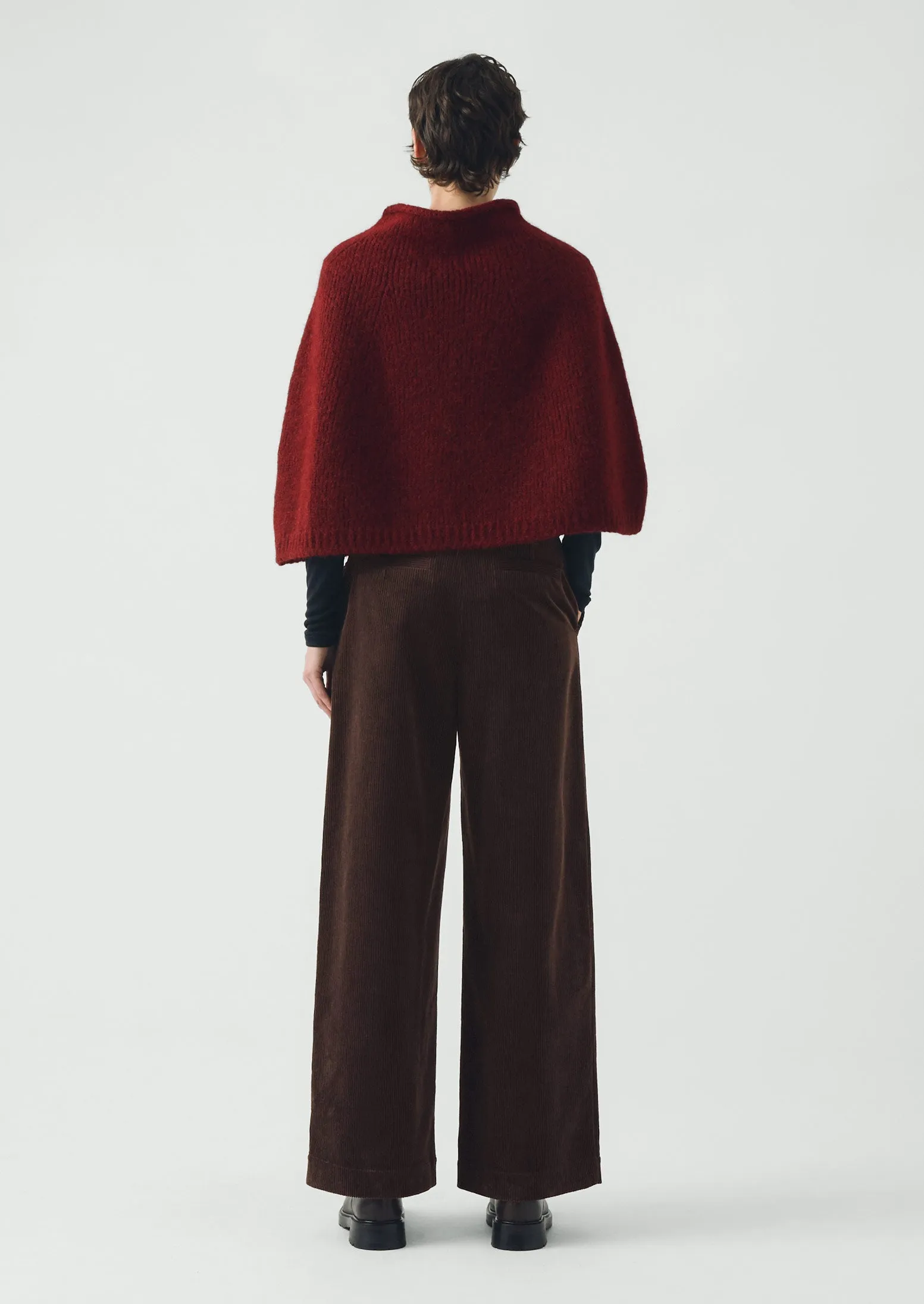 Lofty Alpaca Blend Knitted Poncho | Carmine Red sold by TOAST product image thumbnail 3