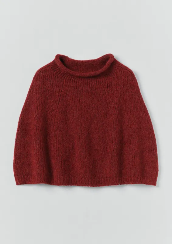 Lofty Alpaca Blend Knitted Poncho | Carmine Red sold by TOAST