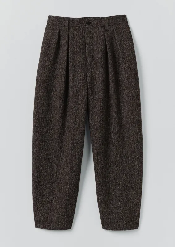 Wool Broken Herringbone Pleat Trousers | Charcoal Mouline sold by TOAST