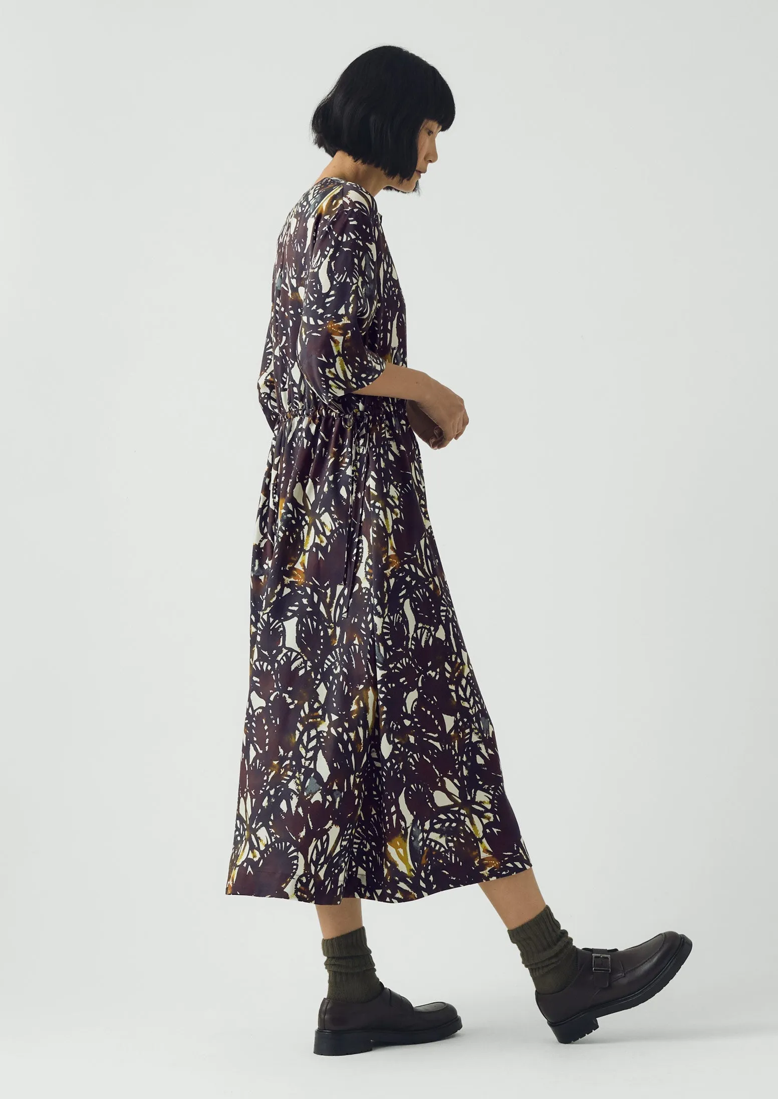 Dappled Leaves Print Dress | Chestnut sold by TOAST product image thumbnail 2