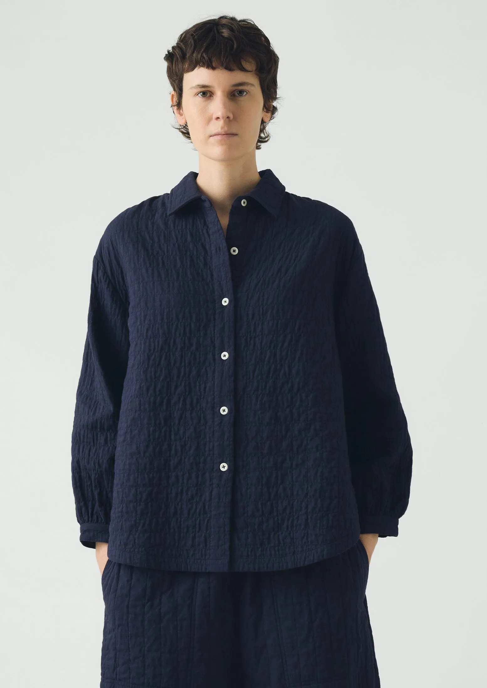 Quilted Cotton Shirt | Indigo Blue sold by TOAST product image thumbnail 4