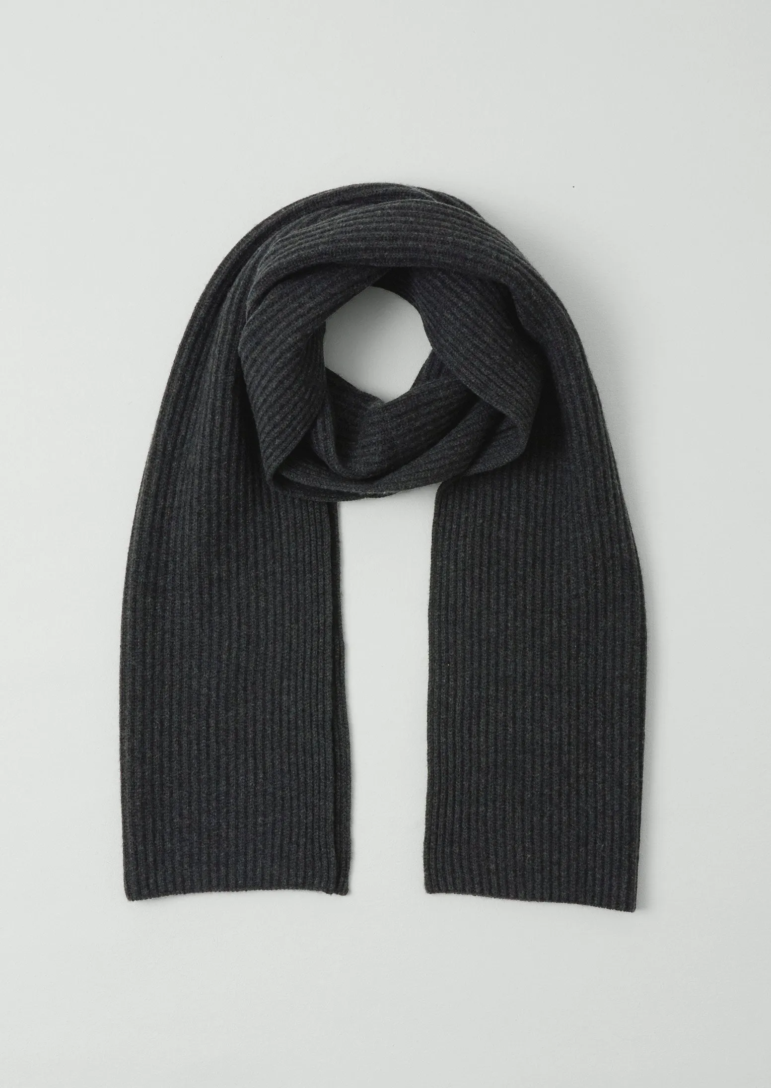 Wool Cashmere Fisherman Rib Scarf | Charcoal sold by TOAST