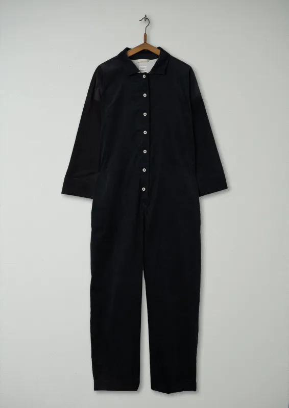Reworn Wide Leg Organic Cord Jumpsuit Size L (864) | Charcoal sold by TOAST