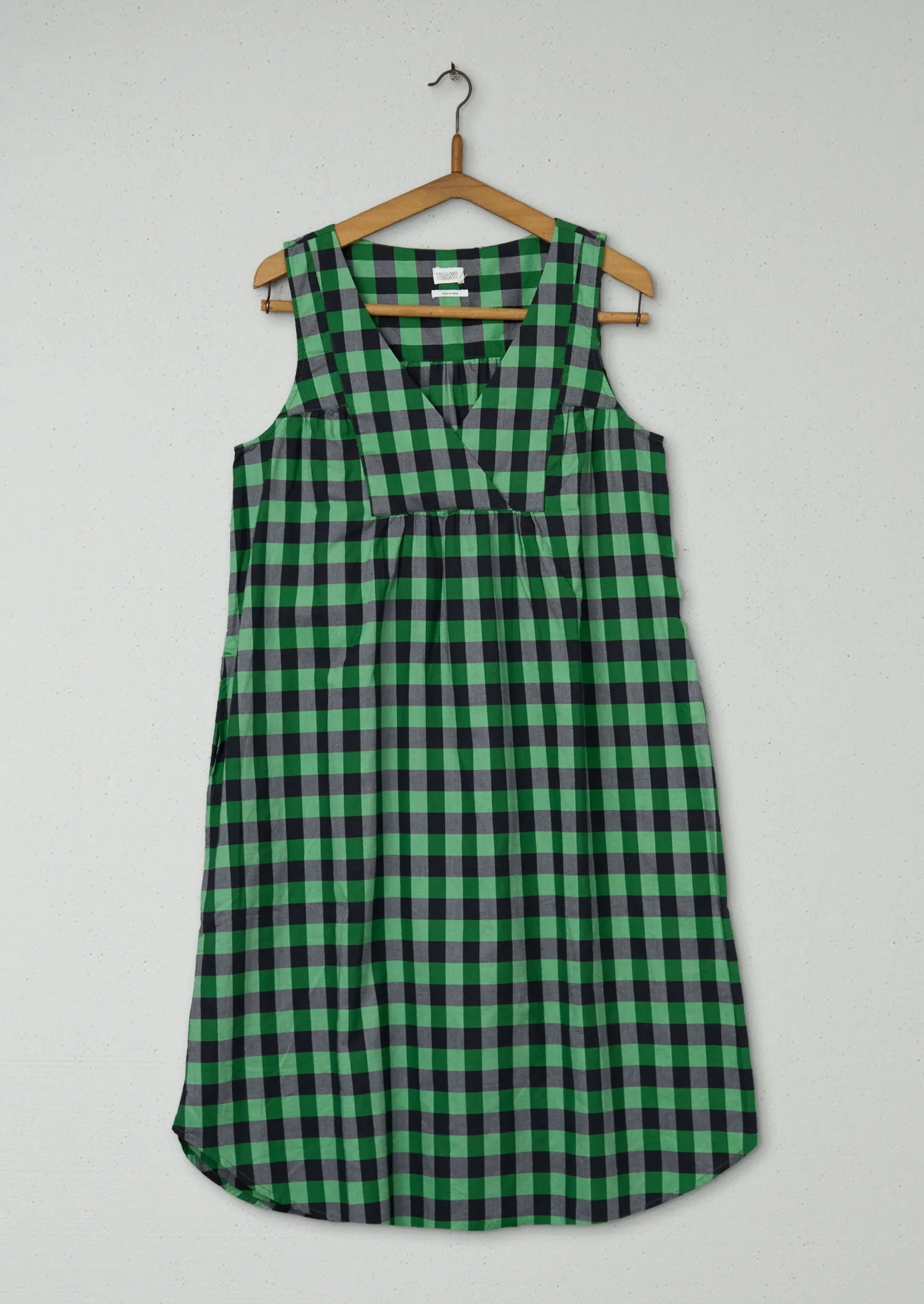 Reworn Ine Check Nightie Size L (137) | Green sold by TOAST