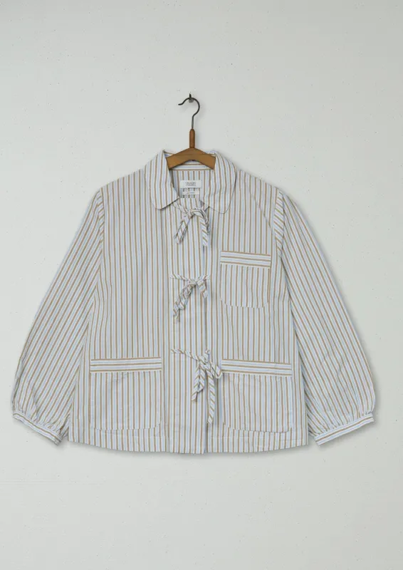 Reworn Stripe Cotton PJ Shirt Size 14 (716) | Sky Blue sold by TOAST