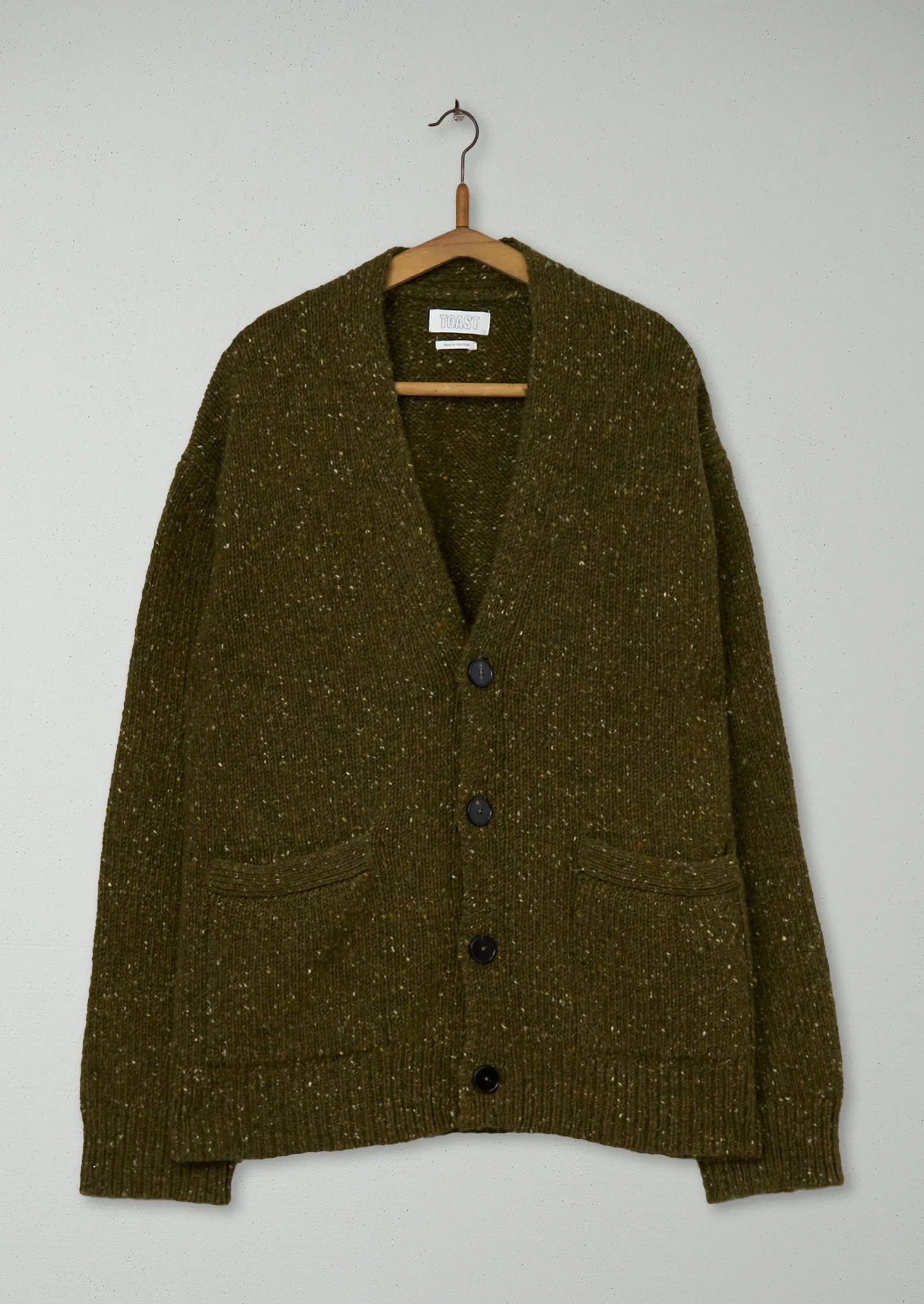 Reworn Donegal Wool Cardigan Size M (015) | Olive sold by TOAST