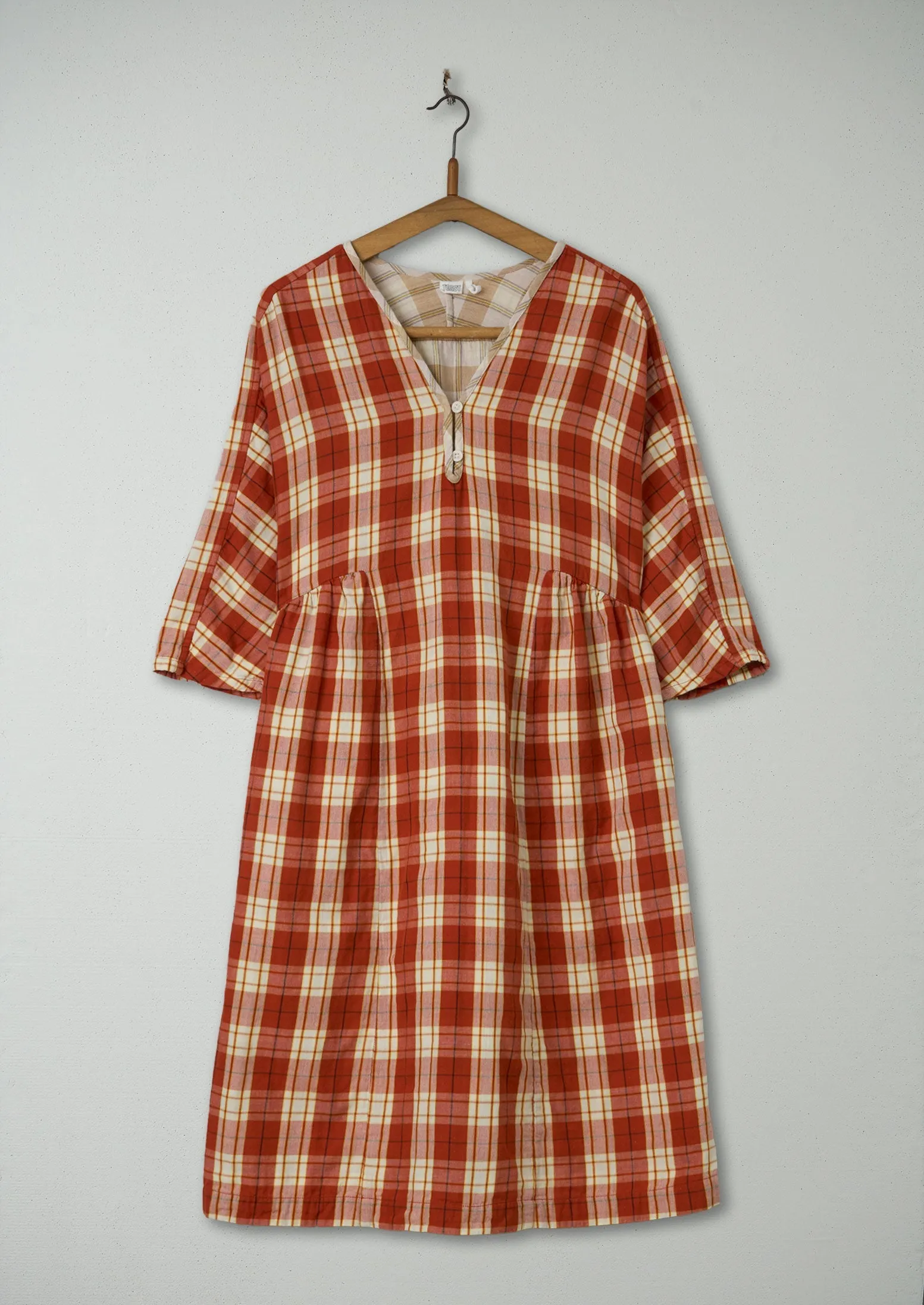 Reworn Check Cotton Nightie Size L (152) | Multi sold by TOAST