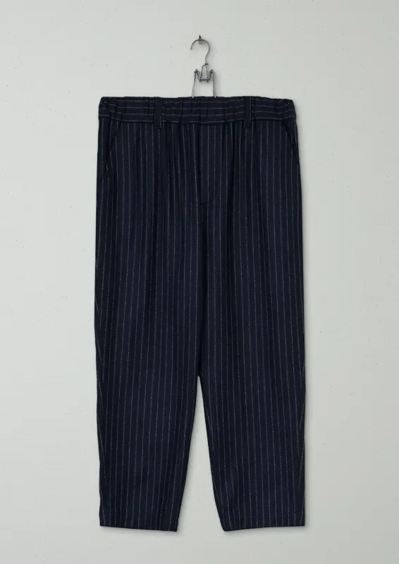 Reworn Gabi Pinstripe Wool Trousers Size 14 (808) | Navy made by TOAST