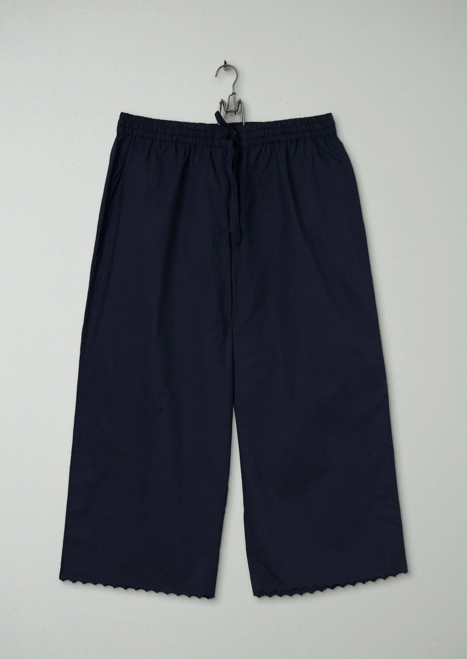 Reworn Cotton Scallop Pyjama Trousers Size M (143) | Navy sold by TOAST