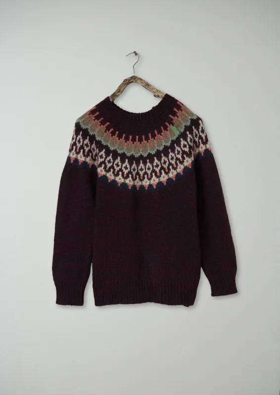 Renewed Lofty Jaquard Yoke Sweater Size M (133) | Plum Multi sold by TOAST