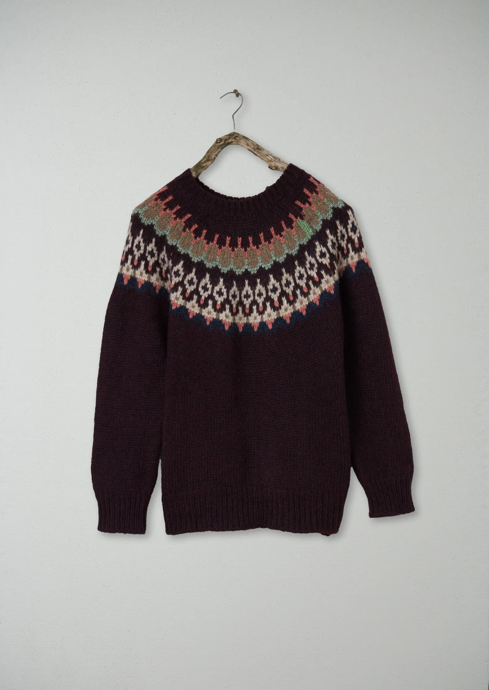 Renewed Lofty Jaquard Yoke Sweater Size M (133) | Plum Multi sold by TOAST