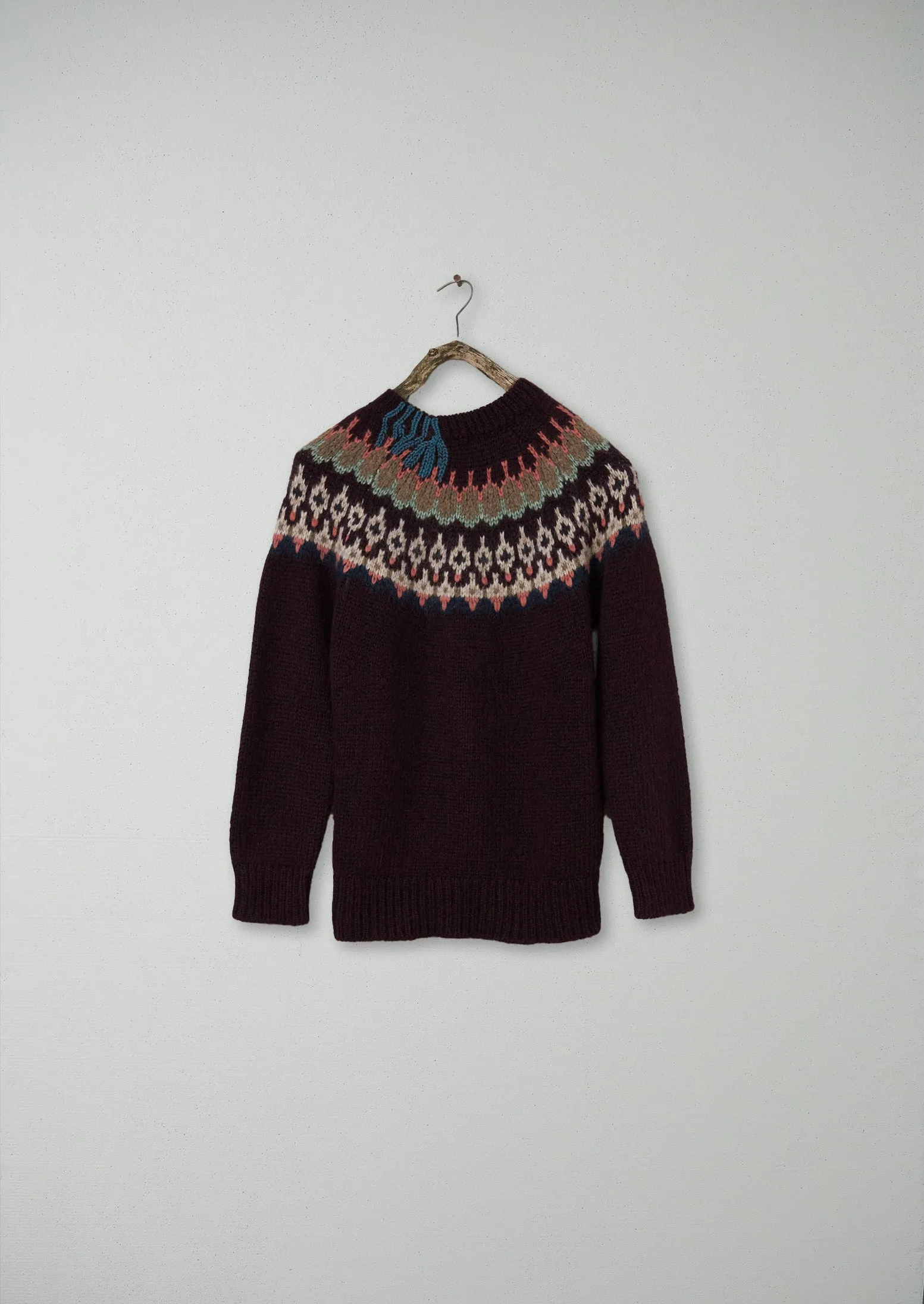Renewed Lofty Jaquard Yoke Sweater Size S (130) | Plum Multi sold by TOAST