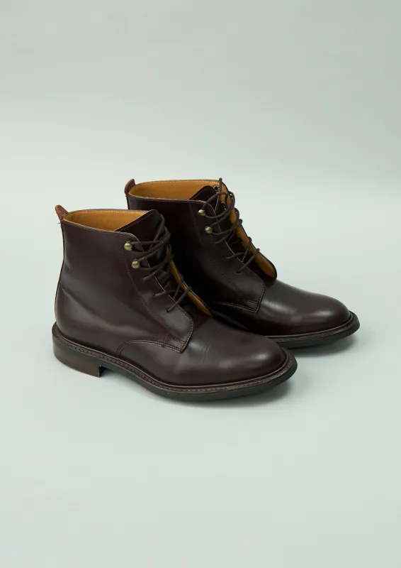 Reworn Cheaney Lace Up Boots Size 4 (395) | Burgundy sold by TOAST