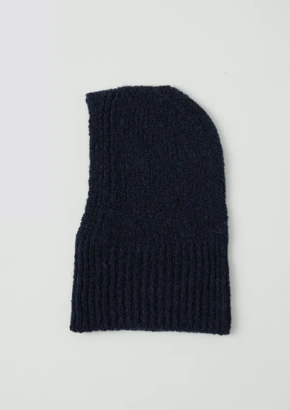 Wool Alpaca Boucle Hood | Navy sold by TOAST