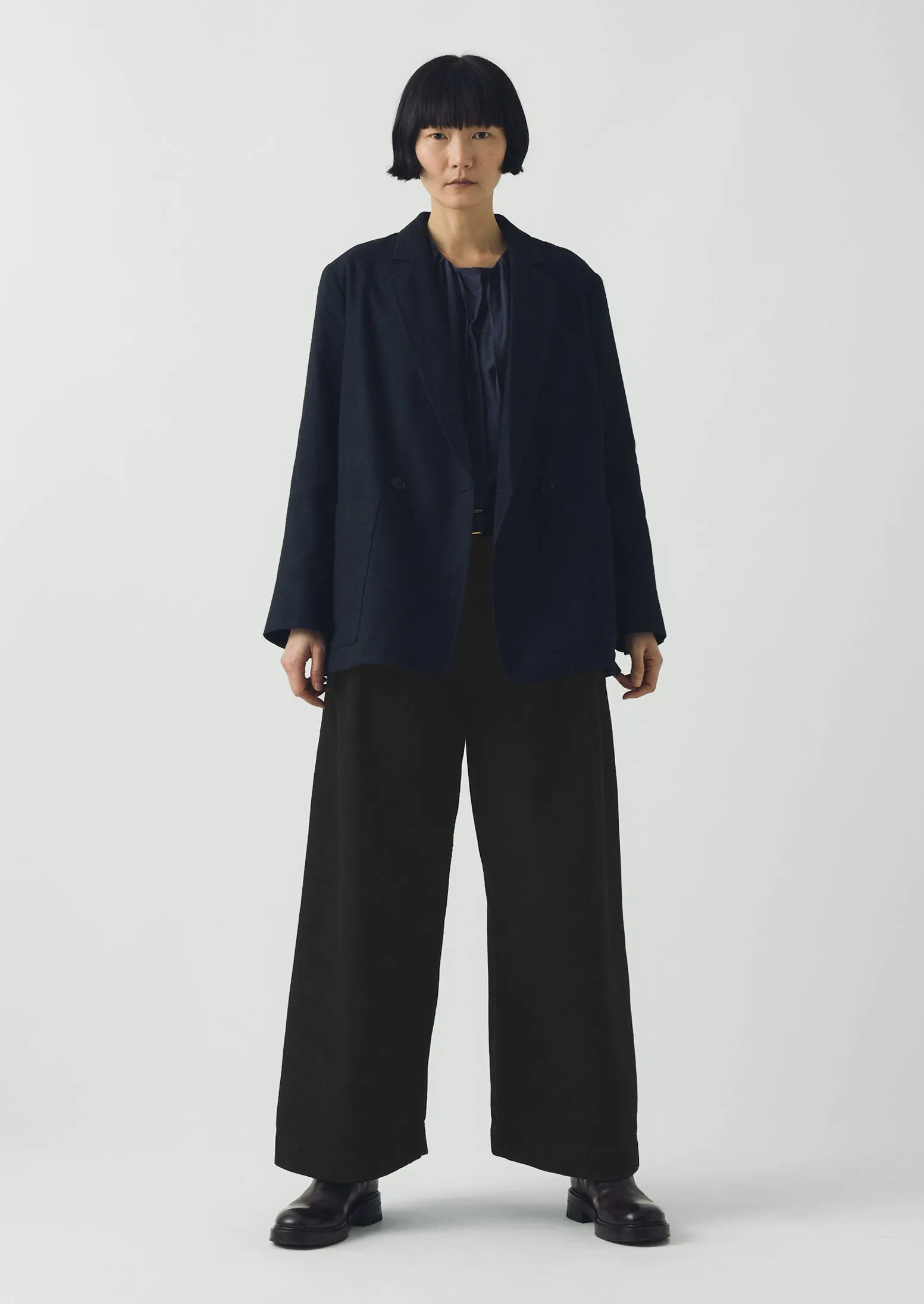 Wool Linen Double Breasted Jacket | Black Indigo sold by TOAST product image thumbnail 3