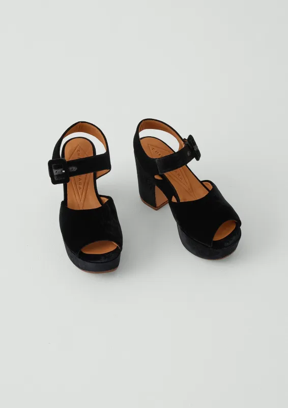 Chie Mihara Velvet Heels | Black sold by TOAST