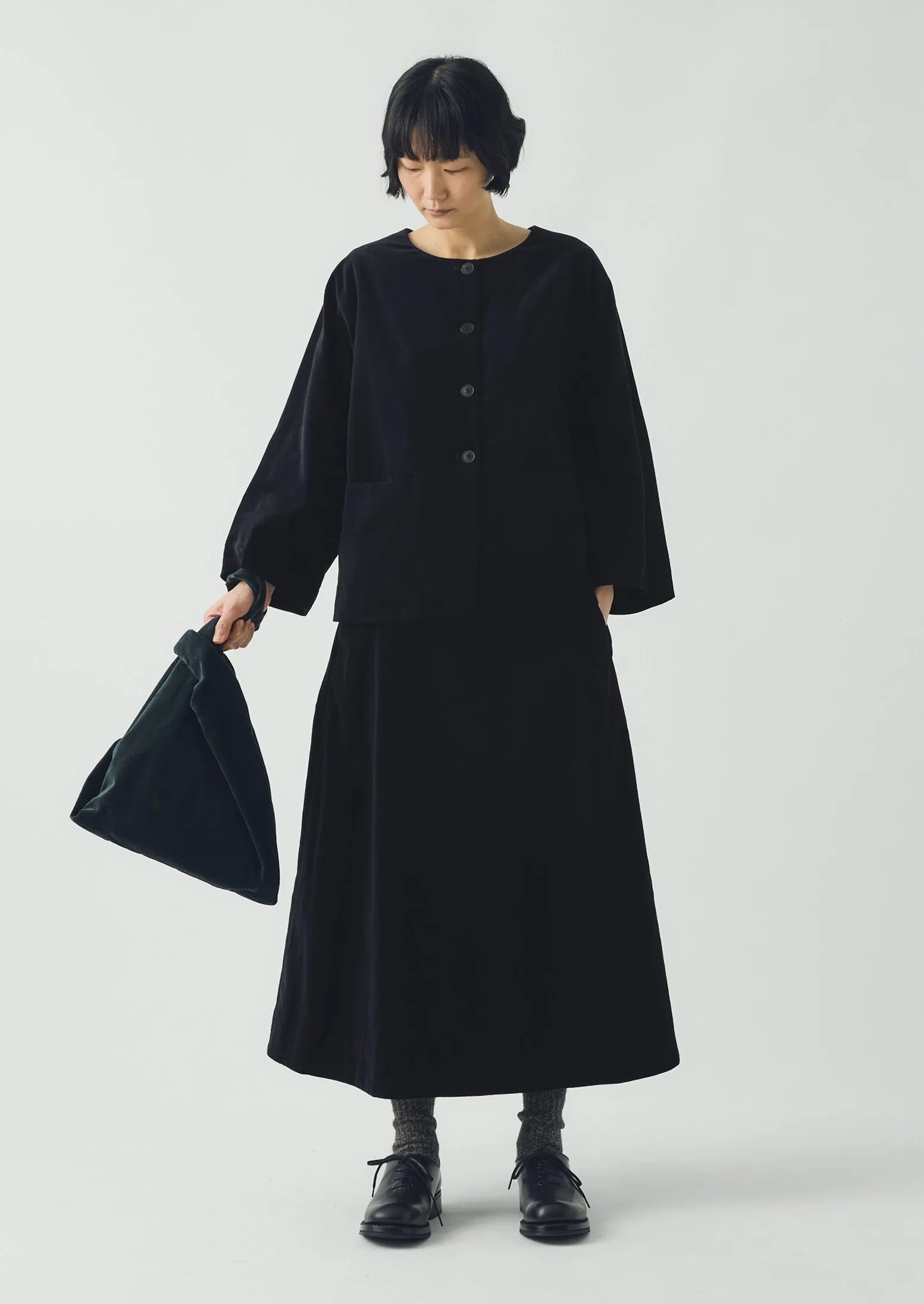Round Neck Cotton Velvet Jacket | Black sold by TOAST product image thumbnail 2