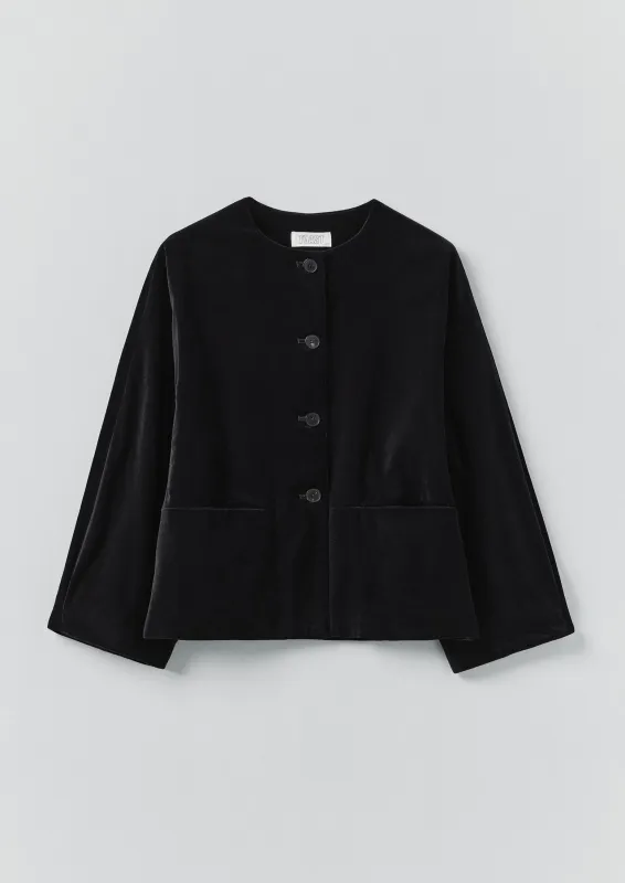 Round Neck Cotton Velvet Jacket | Black sold by TOAST