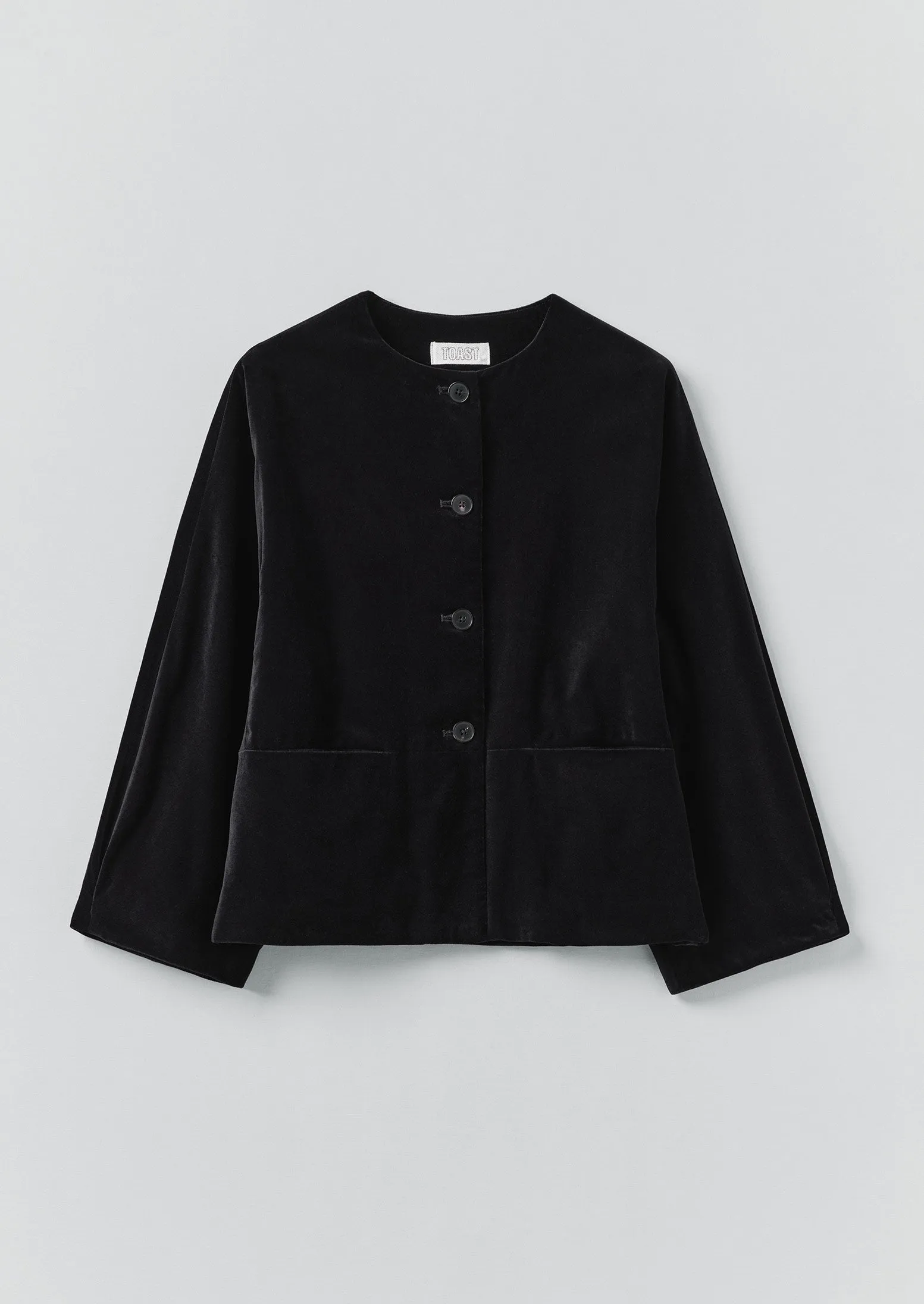 Round Neck Cotton Velvet Jacket | Black sold by TOAST