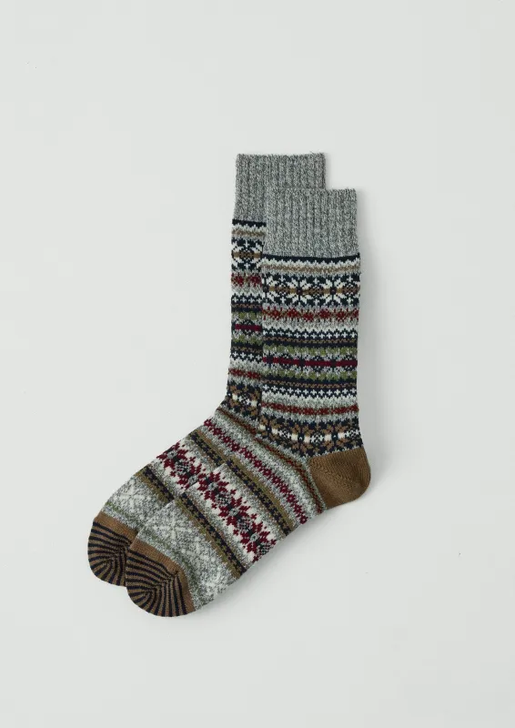 Chup Pattern Wool Blend Socks | Grey Multi sold by TOAST