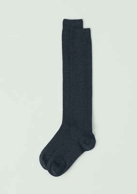 Maria La Rosa Knee High Wool Socks | Charcoal sold by TOAST