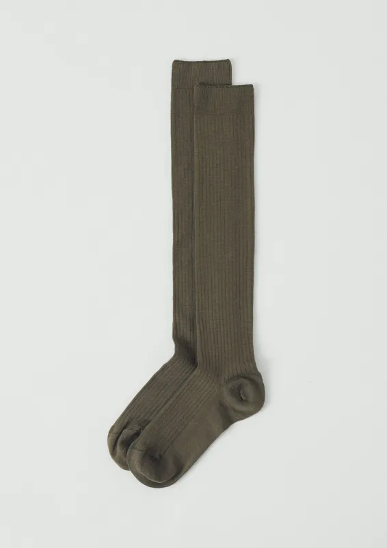 Maria La Rosa Knee High Wool Socks | Olive sold by TOAST