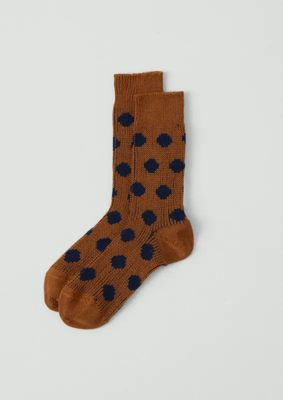 Maria La Rosa Spot Socks | Navy/Rust sold by TOAST