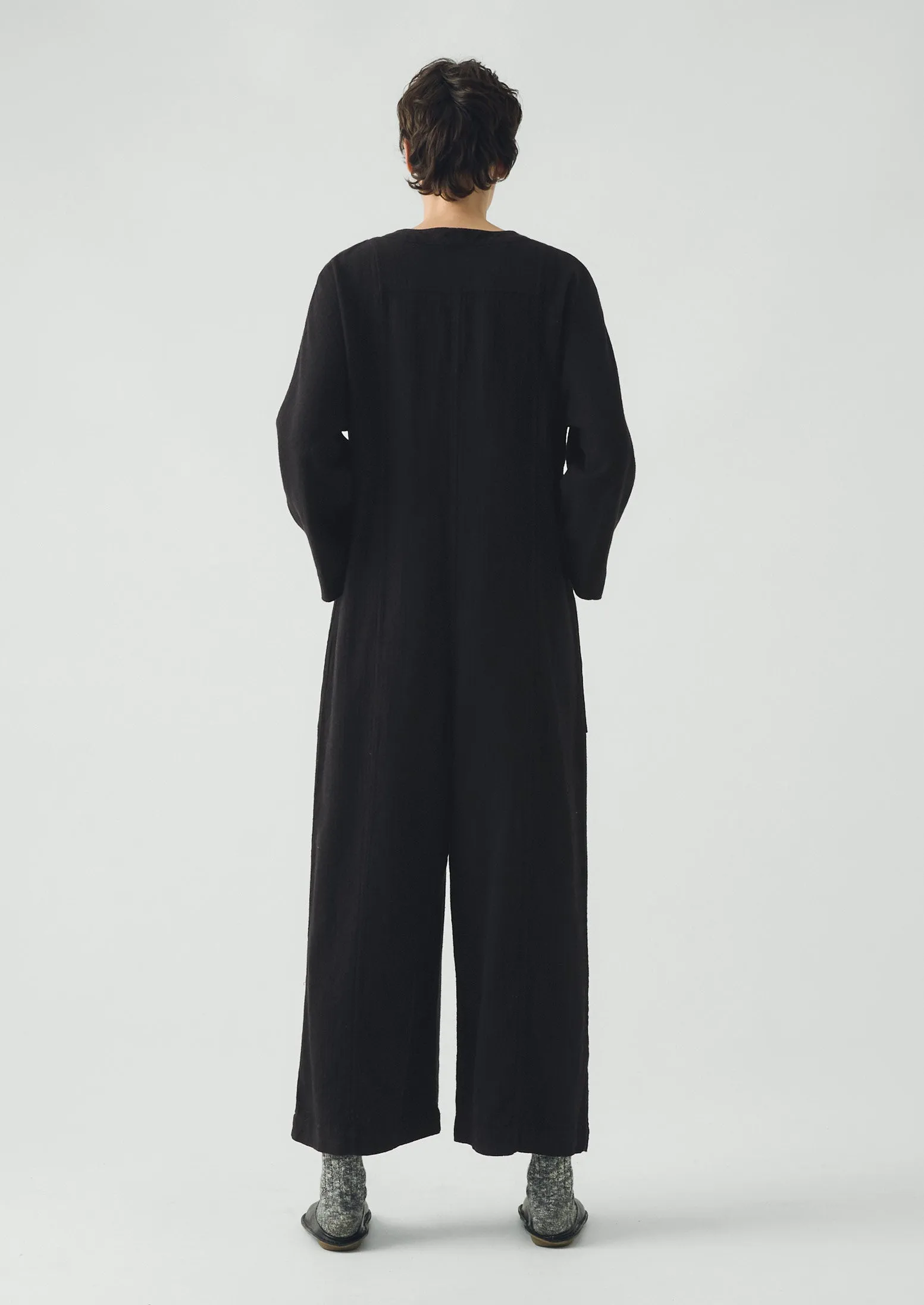 Brushed Linen Cotton Herringbone Jumpsuit | Slate sold by TOAST product image thumbnail 4