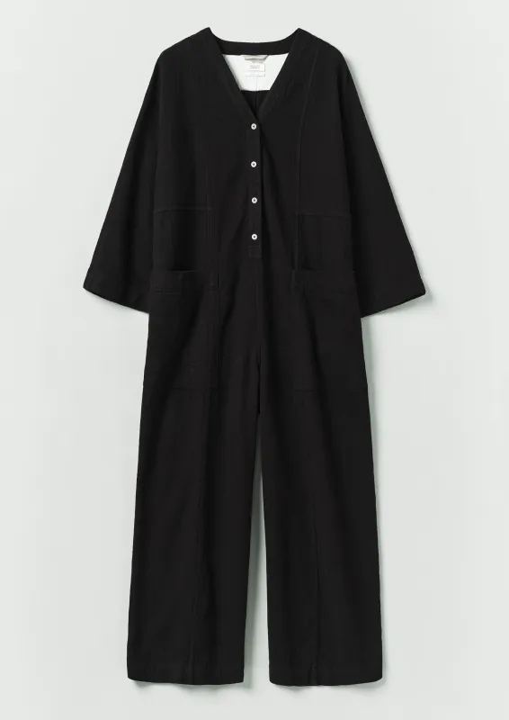 Brushed Linen Cotton Herringbone Jumpsuit | Slate sold by TOAST