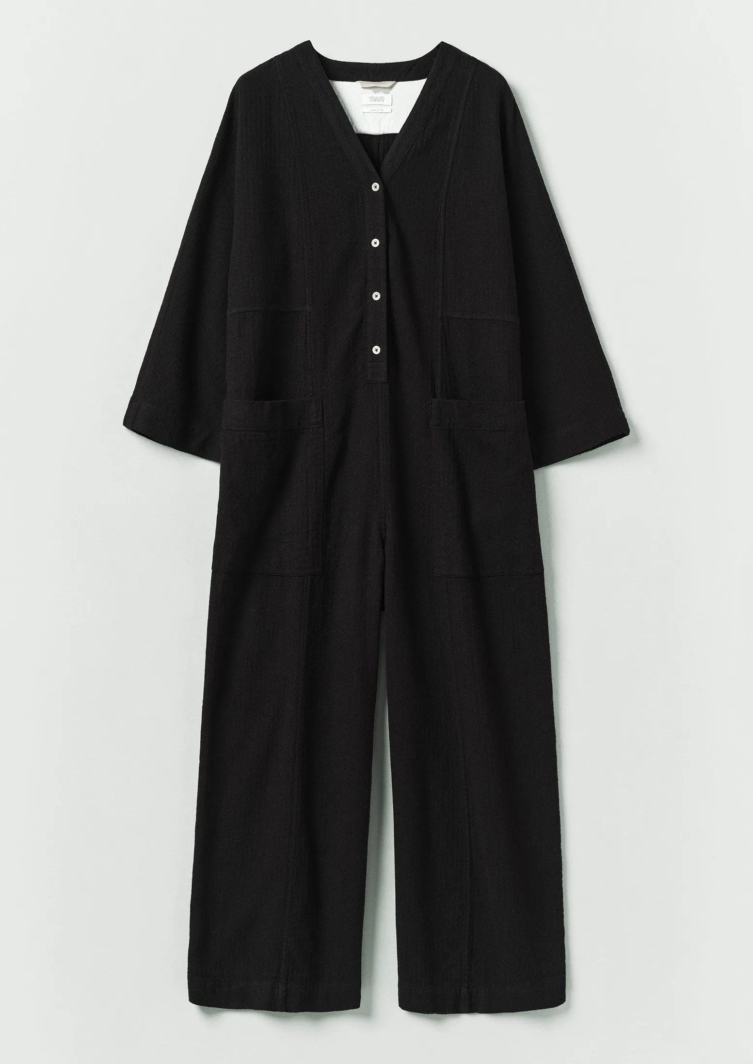 Brushed Linen Cotton Herringbone Jumpsuit | Slate sold by TOAST