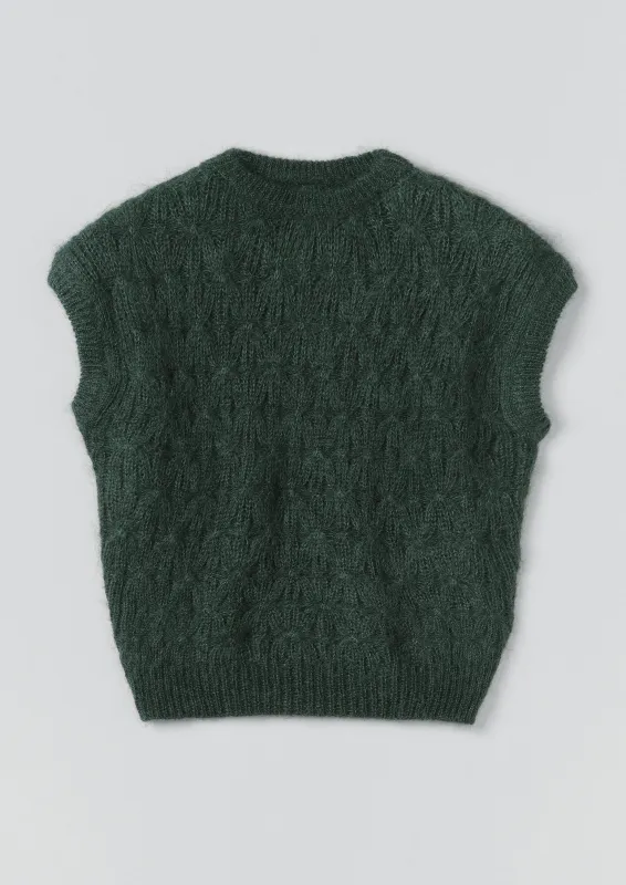 Mohair Cotton Lace Cable Tank | Oil sold by TOAST