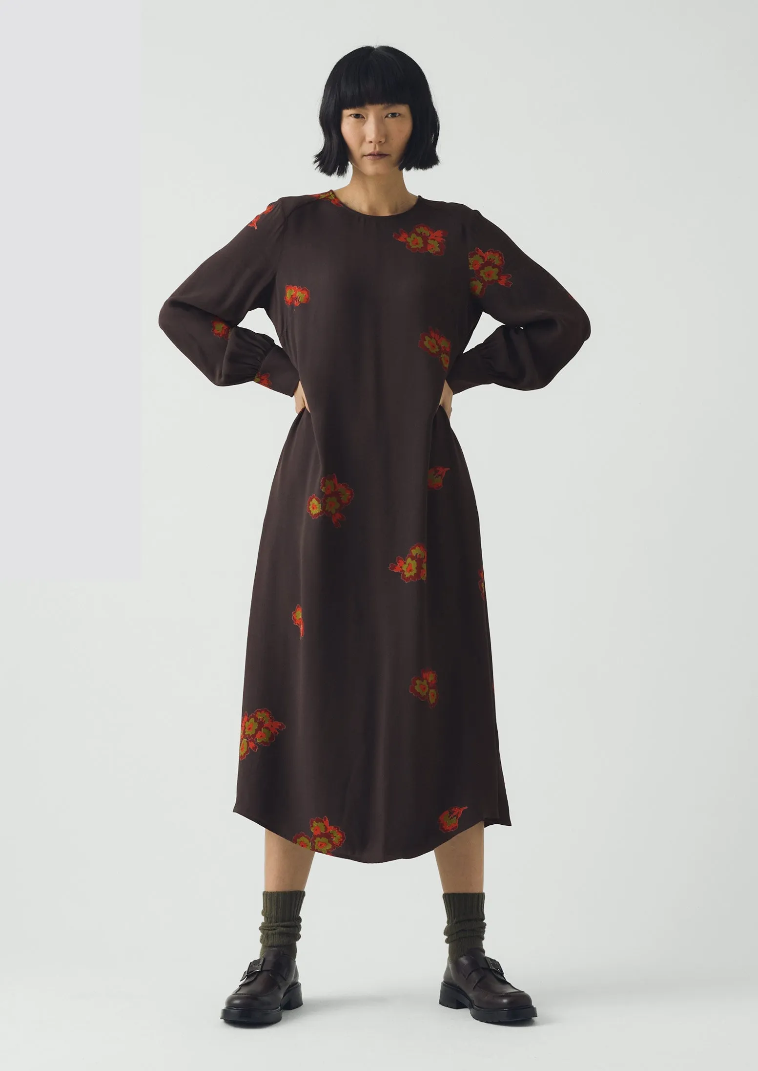 Vespertine Floral Print Column Dress | Slate sold by TOAST product image thumbnail 4