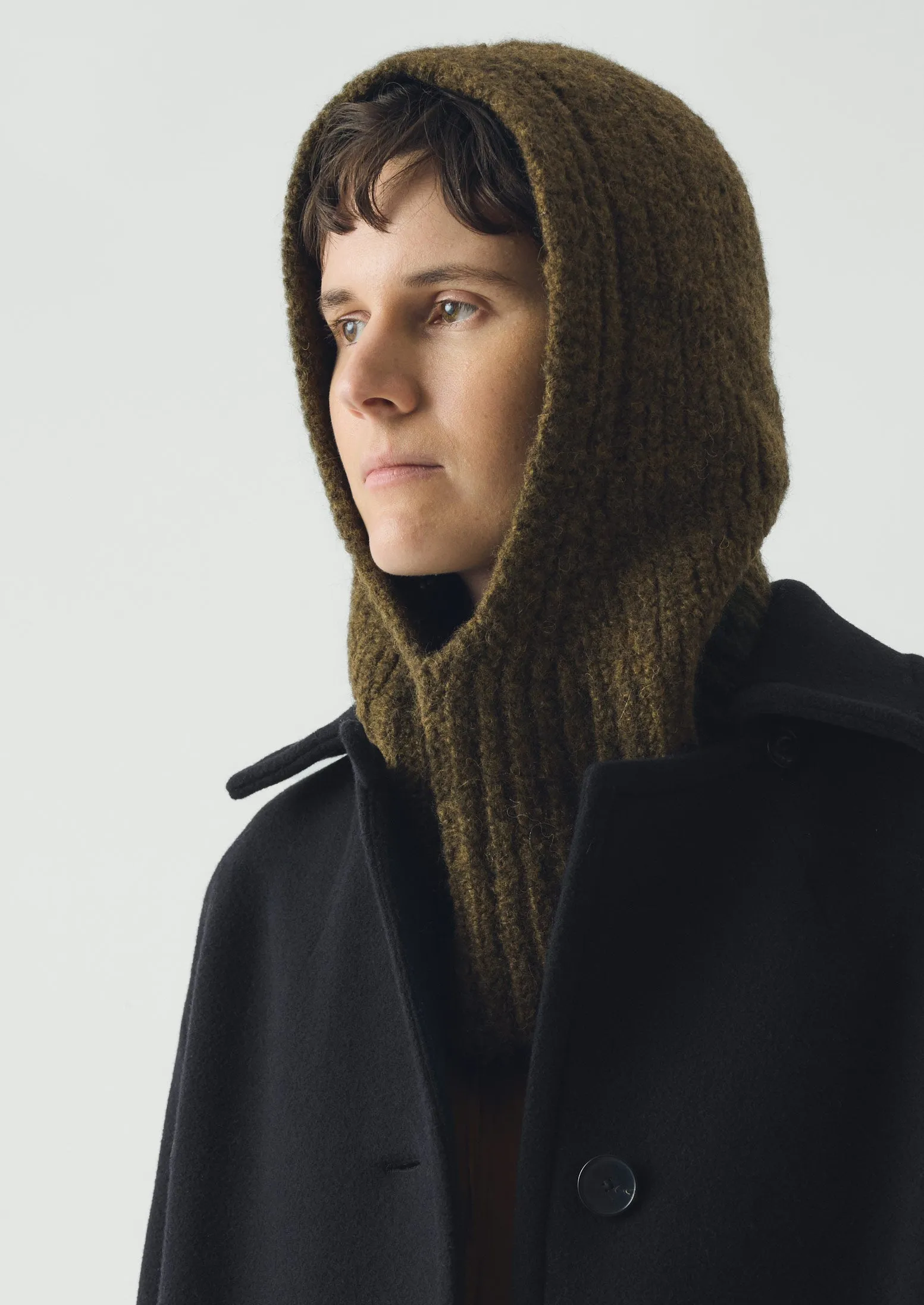 Wool Alpaca Boucle Hood | Rich Olive sold by TOAST product image thumbnail 2