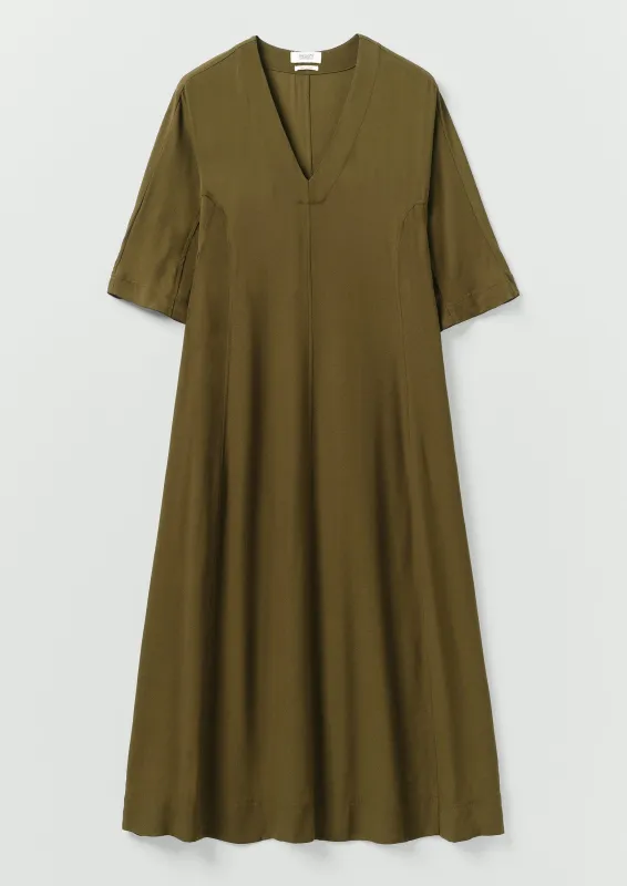 Satin Back Crepe Dress | Rich Olive sold by TOAST